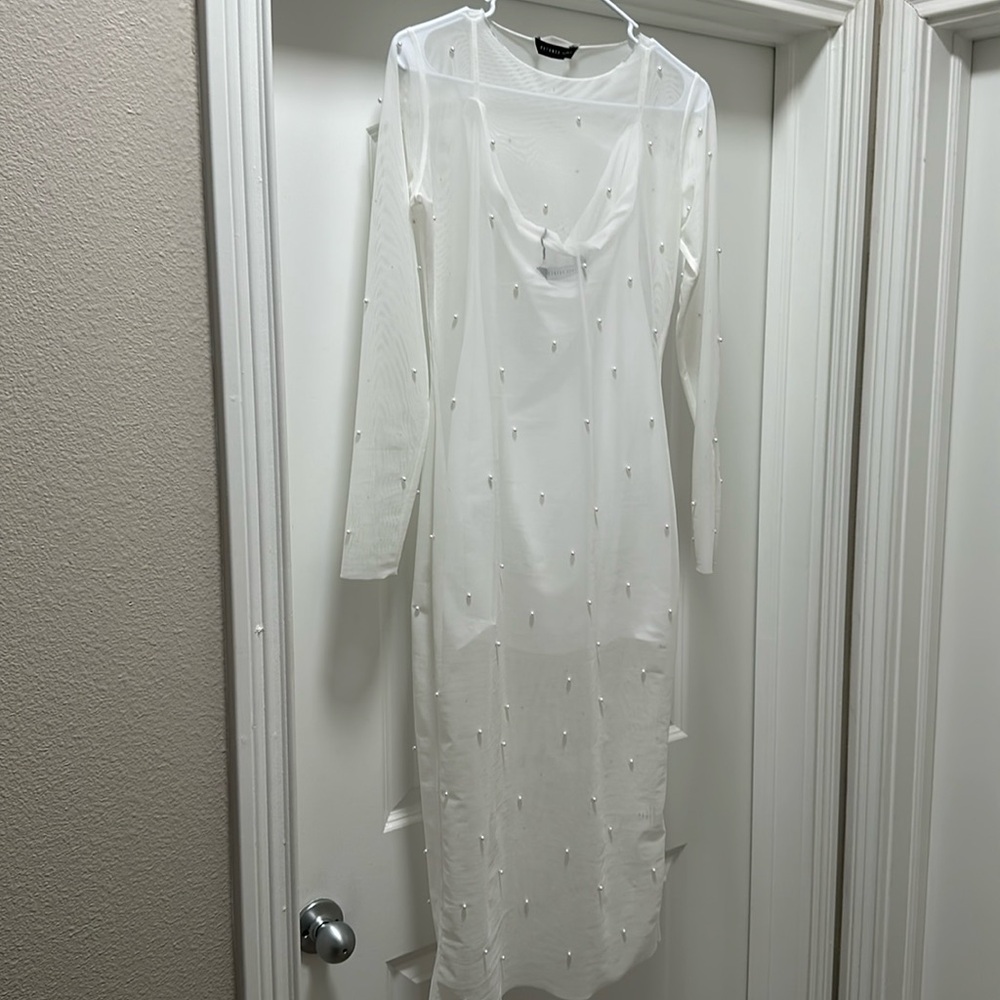 PAMPAS SHEER PEARL BODYCON DRESS Bridal